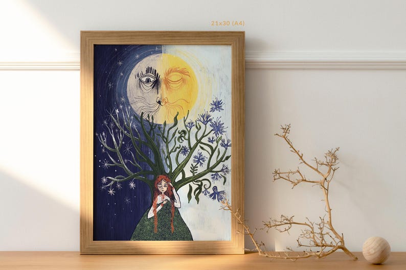 Despertar / Lámina del Árbol de la Vida / Ilustración de Renovación Primaveral / Decoración de Naturaleza Popular imagen 5