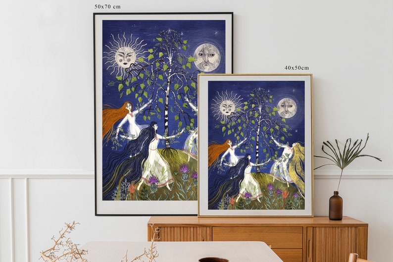 Art print Stado by Natalia Noszczynska / Fine art illustration / 50x70, 40x50, 30x40, 30x21 cm / Folk illustration / image 5