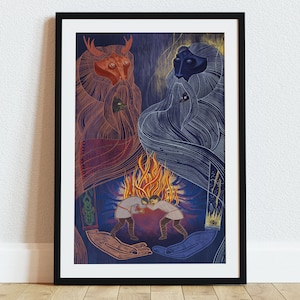 Art print "Perunica" by Natalia Noszczynska / Fine art illustration / 50x70, 40x50, 30x40, 30x21 cm / Folk illustration /