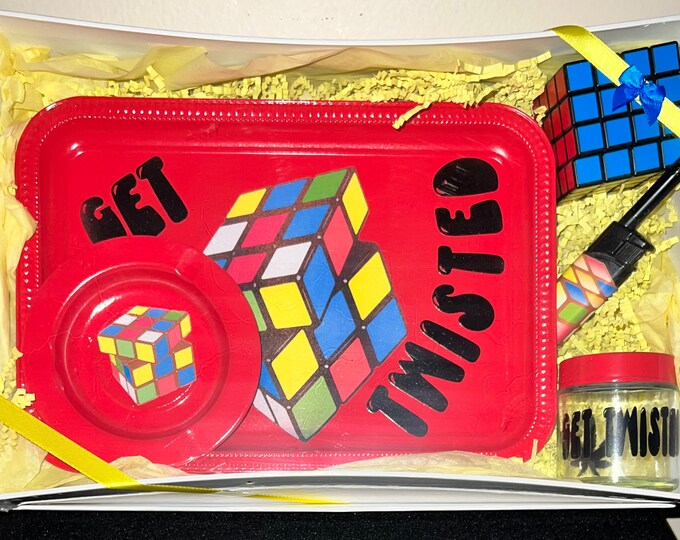 Red Get Twisted Rolling Tray Set