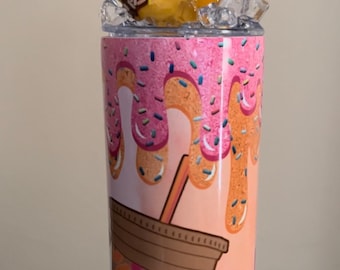 Pink Donut Drinking Tumbler