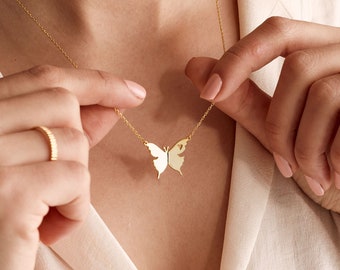 Silver Butterfly Pendant Necklace, Minimalist Jewelry
