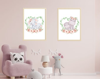 Safari Nursery Decor, Safari Nursery Print, Safari Animal wall art, Safari Baby Animal