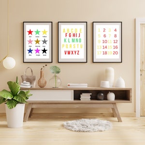 Alphabet Poster, Educational Print, Educational Posters, Playroom Decor, Educational Wall Art