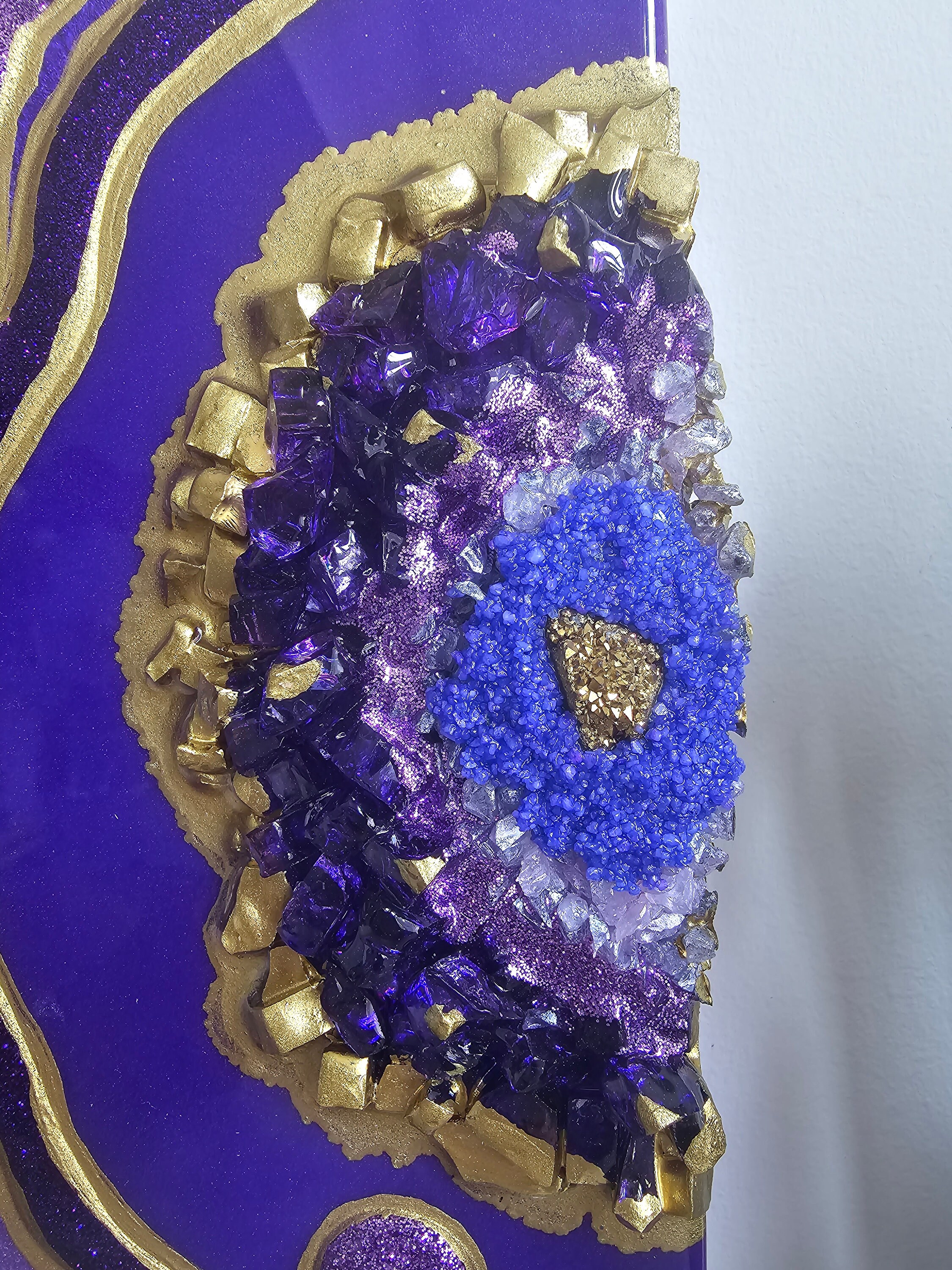 Purple and Violet Geode Wall Art, Resin Wall Art, 3D Geode Art