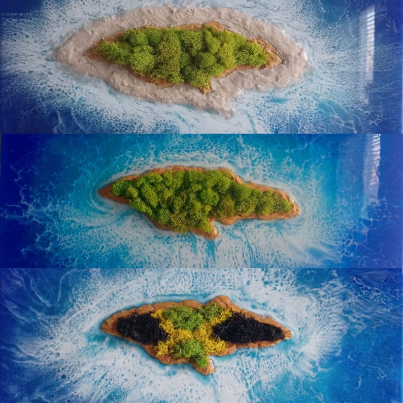 Island of Jamaica Resin Wall Art, Coastal Tropical Art, 3D Beach Art