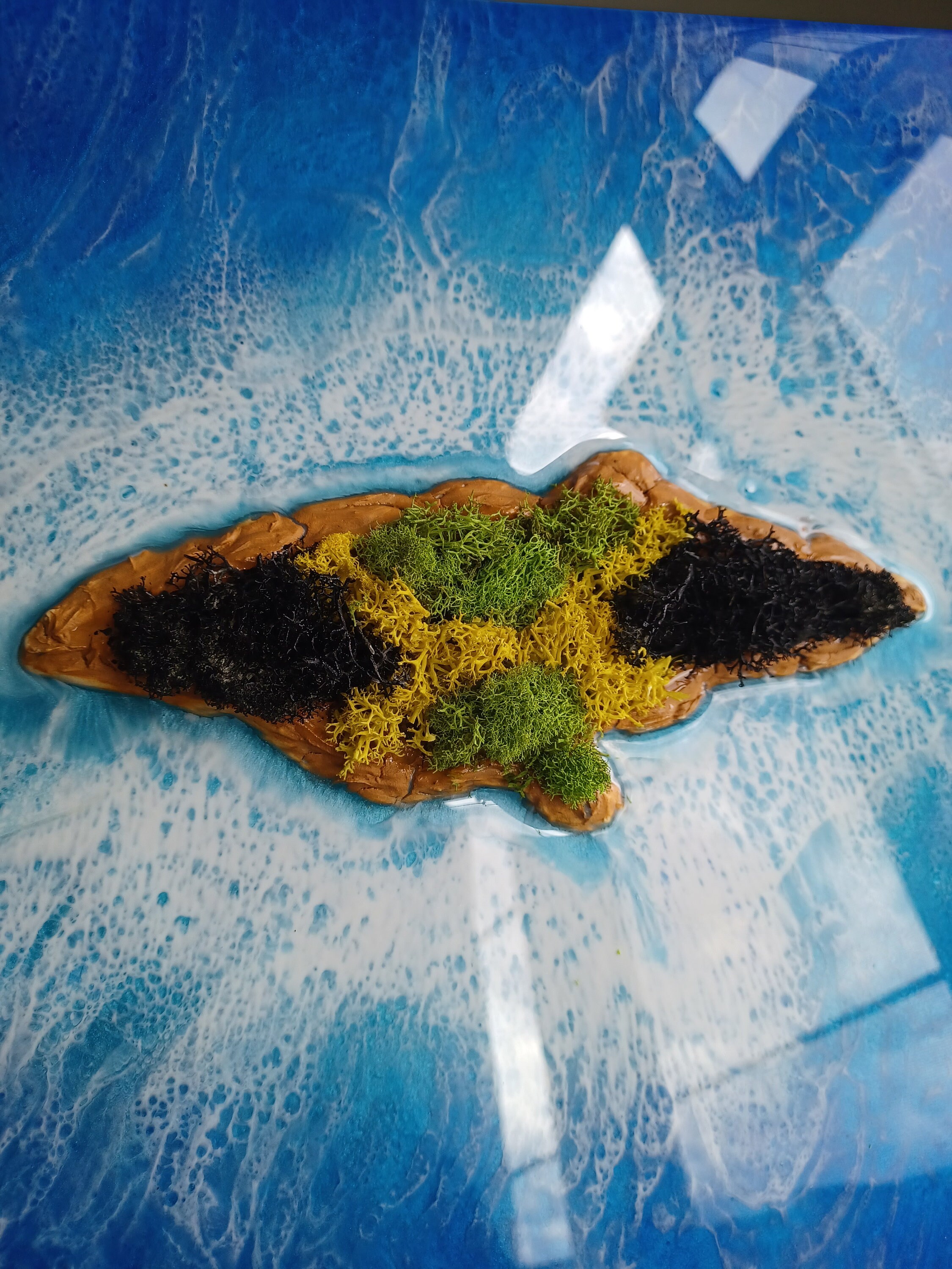 Island of Jamaica Resin Wall Art, Coastal Tropical Art, 3D Beach Art