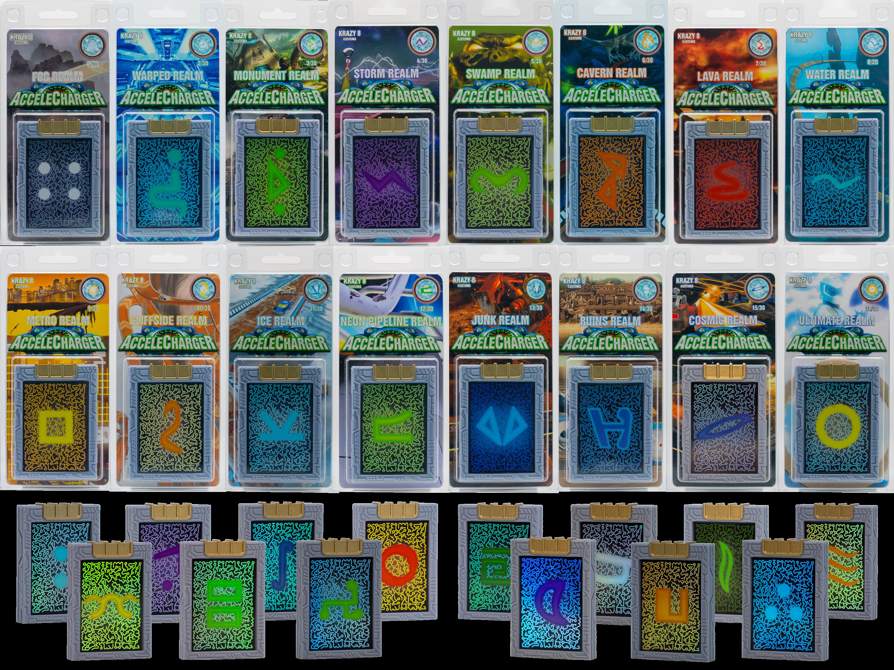 Acceleracers Complete 30 Realm Pack of Accelechargers Hot Wheels ...
