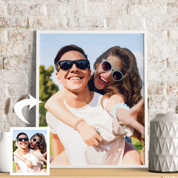 Custom Paint by Number Kit, Personalized Paint From Photo, Custom Portrait,  Paint Your Photo, 24 Colors, Wall Decor, Valentines Day Gift 