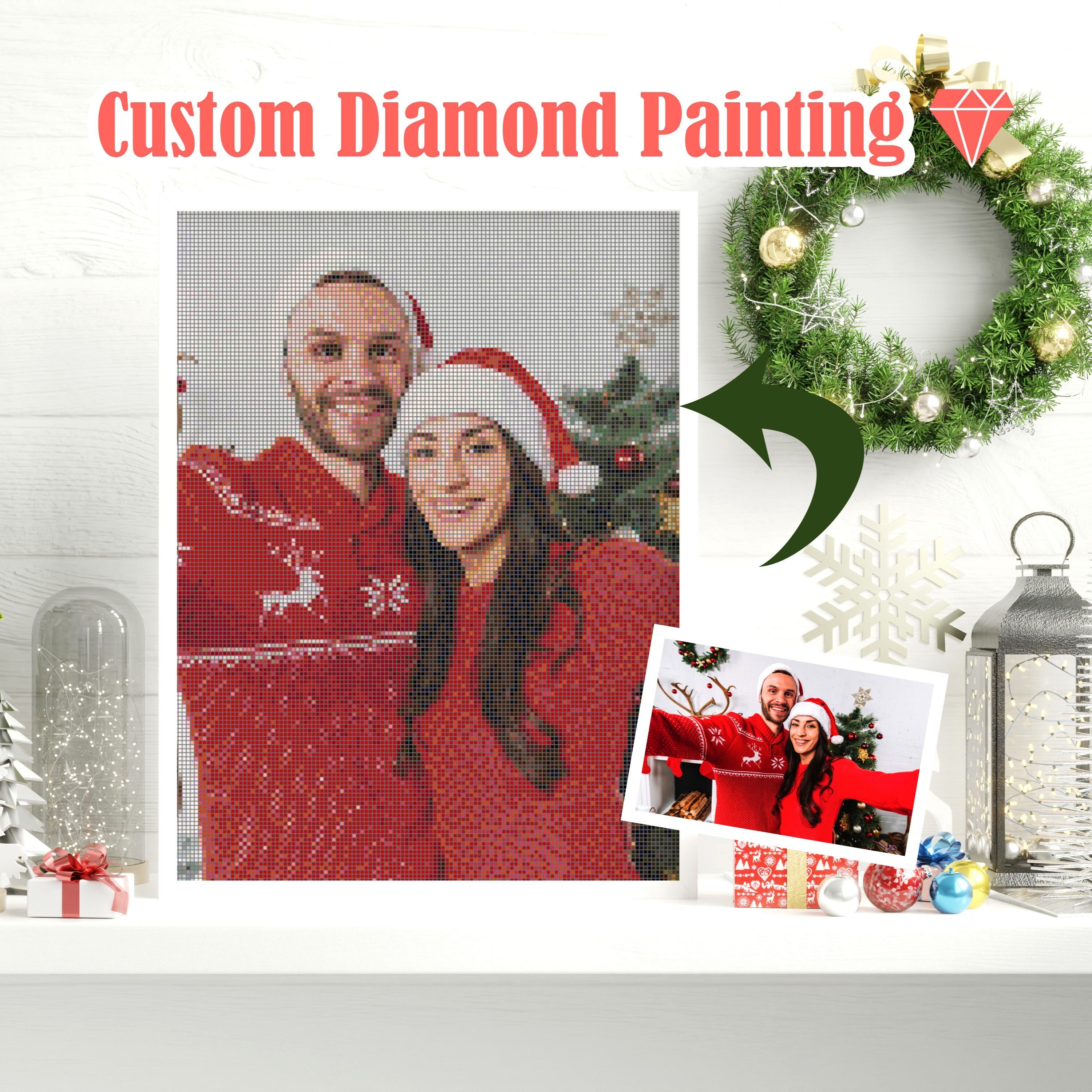 Custom Diamond Painting Kit, Personalized Photo Diamond Painting for Adult,  Family Activity, Wall Arts, Holiday Craft, Christmas Gifts 