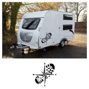 Compass and Footprint Caravan Sticker, Caravan Vinly Decal, Truck, Camping Decal, Camper Decal, Big Sticker, Caravan Gift, Motorhome