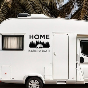 Camper Van Sticker Home is Where We Park Decal for RV Travel Lovers Add Personality to Van Life Adventure Vehicle Decor Camping Gift Vinly