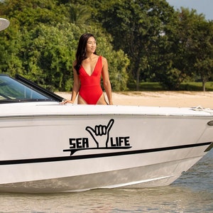 Yacht de luxe Sea Life conçu sur mesure pour les amoureux de la mer, confort à grande vitesse, parfait pour les aventures en mer, décalcomanie de bateau, autocollant graphique, bateau cadeau