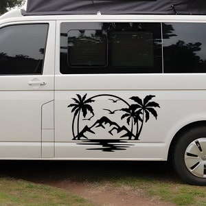 Palm Tree and Mountain Caravan Sticker, Caravan Vinly Decal, Camping Decal, Camper Decal, Big Sticker,Caravan Gift, Motorhome,Camper Sticker