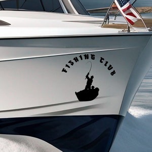 Fishing Club Boat Sticker Boat Sticker Boat Vinly Decal Fishing Club Yacht Decal Fisherman Silhouette Vinyl Sticker Boat Decor