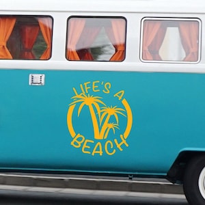 Life&#39;s a Beach Caravan Sticker, Caravan Vinly Decal, Truck, Camping Decal, Camper Decal, Big Sticker, Caravan Gift, Motorhome, Compass Decal