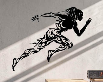 Runner Woman Gym Vinyl Decal, Fitness Sticker - Vinyl Wall Decal, Woman gym, Runner Sticker, Sport Sticker, Motivation Decal, Gym Decor