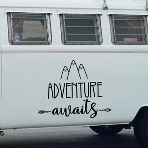 Adventure Awaits Caravan Sticker, Caravan Vinly Decal, Camping Decal, Camper Decal, Big Sticker, Caravan Gift, Motorhome