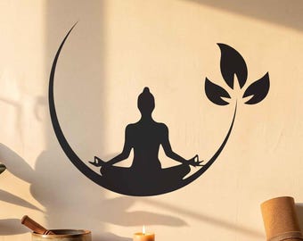 Butterfly Yoga Wall Decal for Meditation Room Zen Studio Vinyl Sticker Spiritual Decor Symbol of Balance Inner Peace Yoga Sticker