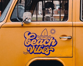 Summer Beach Vibes Camper Van Sticker Coastal Travel Vinyl Decal for Boho Bus or Surf Van Outdoor Adventure Decor   Motorhome Camp Gift