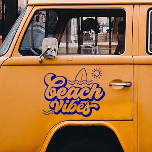 Summer Beach Vibes Camper Van Sticker Coastal Travel Vinyl Decal for Boho Bus or Surf Van Outdoor Adventure Decor   Motorhome Camp Gift