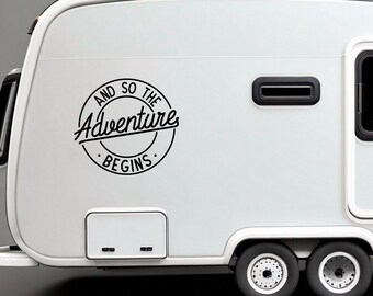 Abenteuer beginnt Aufkleber, Wohnwagen Vinly Aufkleber, Camping Aufkleber, Camper Aufkleber, große Aufkleber, Wohnwagen Geschenk, Wohnmobil