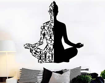 Yoga Vinyl Decal, Yoga Sticker - Vinyl Wall Decal, Yoga Studios Decor, Home, Yoga Wall Sticker, Meditation Decal ,Large Sticker,Yoga Decal