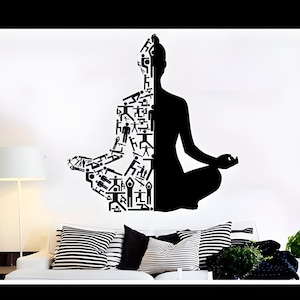 Yoga Vinyl Decal, Yoga Sticker - Vinyl Wall Decal, Yoga Studios Decor, Home, Yoga Wall Sticker, Meditation Decal ,Large Sticker,Yoga Decal