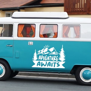 Adventure Awaits Caravan Sticker, Caravan Vinly Decal, Camping Decal, Camper Decal, Big Sticker, Caravan Gift, Motorhome