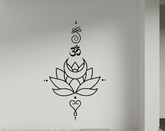 Grandora W5590 Mandala Muurtattoo, goud, 75 x 38 cm (b x h), woonkamer sticker, bohemien stijl, yoga, hal, wandopdruk, ornament, opdruk