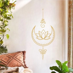 Lotus Wall Decal, Yoga Wall Art, Flower Decor, Lotus Wall Art, Yoga Studio Decor, Home Decoration, Mandala Wall Art, Living Room Decor