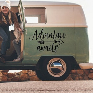 Adventure Awaits Caravan Sticker, Caravan Vinly Decal, Camping Decal, Camper Decal, Big Sticker, Caravan Gift, Motorhome, Camp Life, Camping