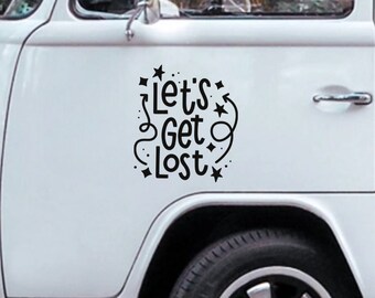 Let's Get Lost Camper Aufkleber für Wohnmobil Van Travel Trailer Vinyl Aufkleber Abenteuer Zitat Retro Road Trip Erkunden Outdoor