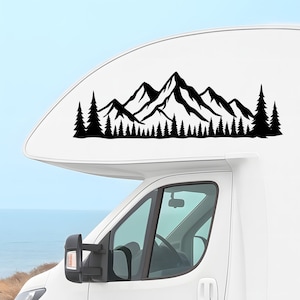 Adventure Mountain Forest Vinyl Decal for RV Camper Van Trailer Car Back Window Outdoor Camping Decor Big Sticker Caravan Gift Road Trip