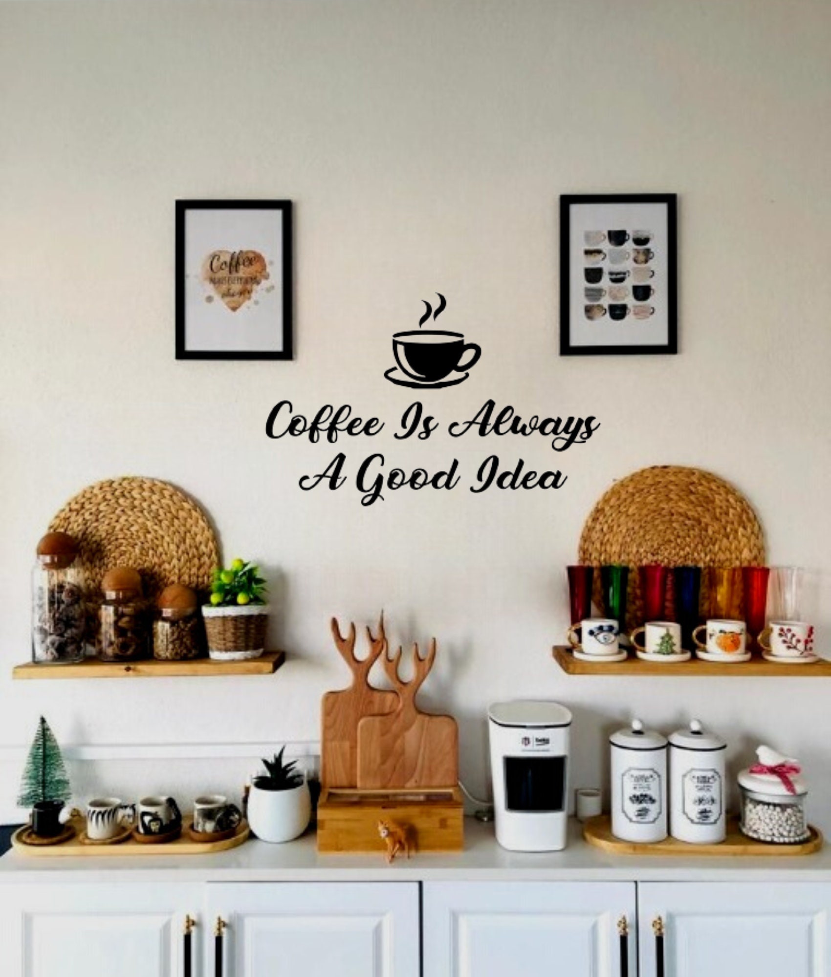 Wandtattoo 'Coffee Is Always A Good Idea!' – Selbstklebender Wandaufkleber In 6 Größen Für Küche, Wohnzimmer & Mehr