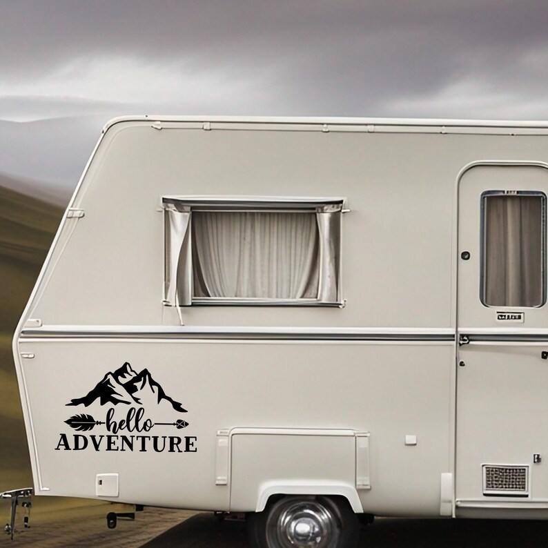 Hello Adventure Camper Decal for RV Van Travel Trailer Vinyl Sticker ...
