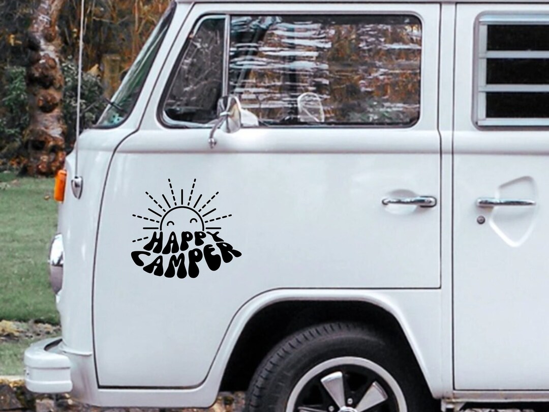 Retro Happy Camper Decal for RV Van Travel Trailer Vinyl Sticker ...