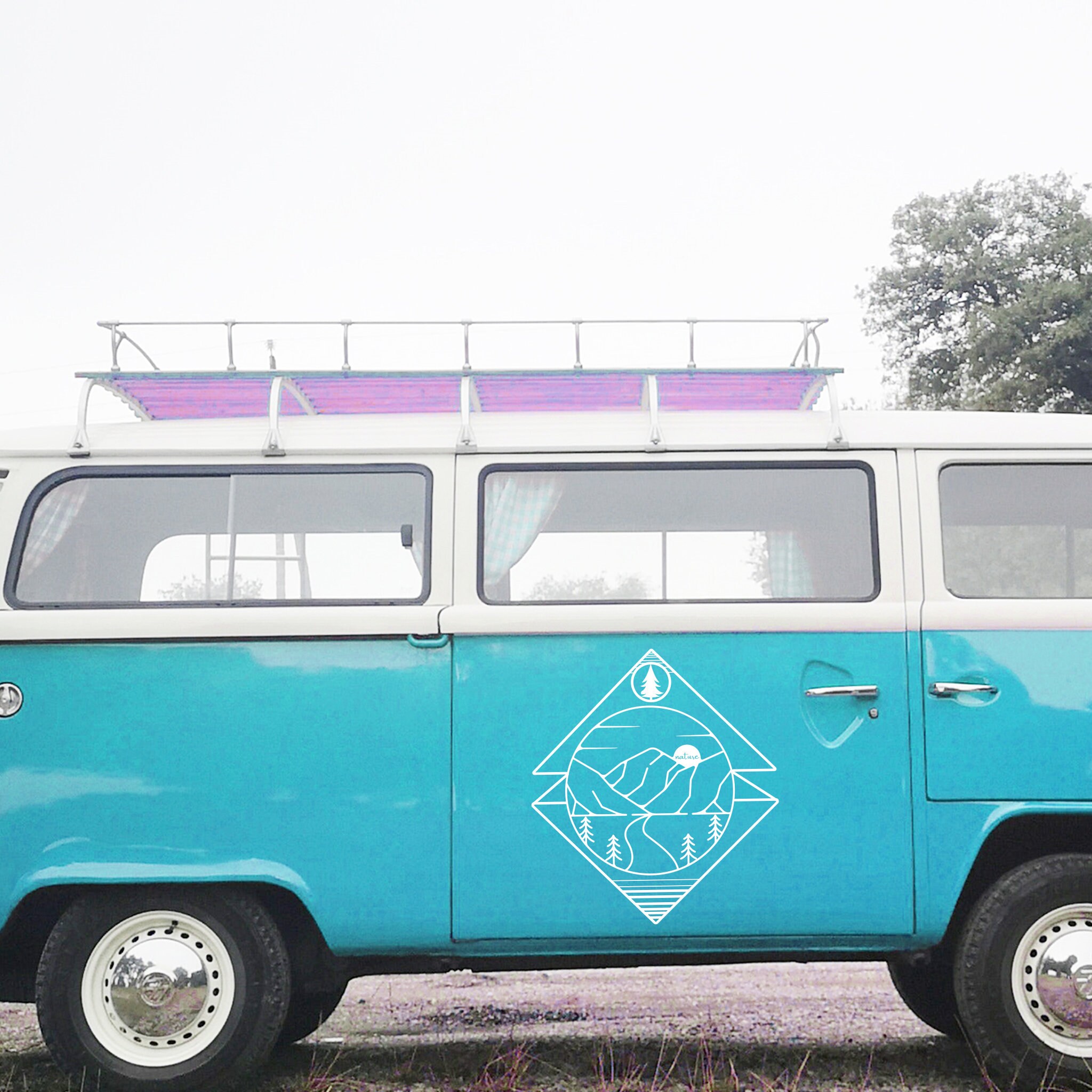 Geometric Mountain Camper Decal for RV Van Travel Trailer Vinyl Sticker ...