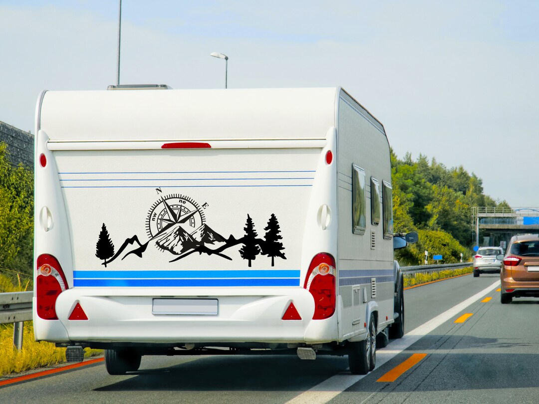 Adventure Compass Mountain Camper Decal Large Vinyl Sticker for RV ...