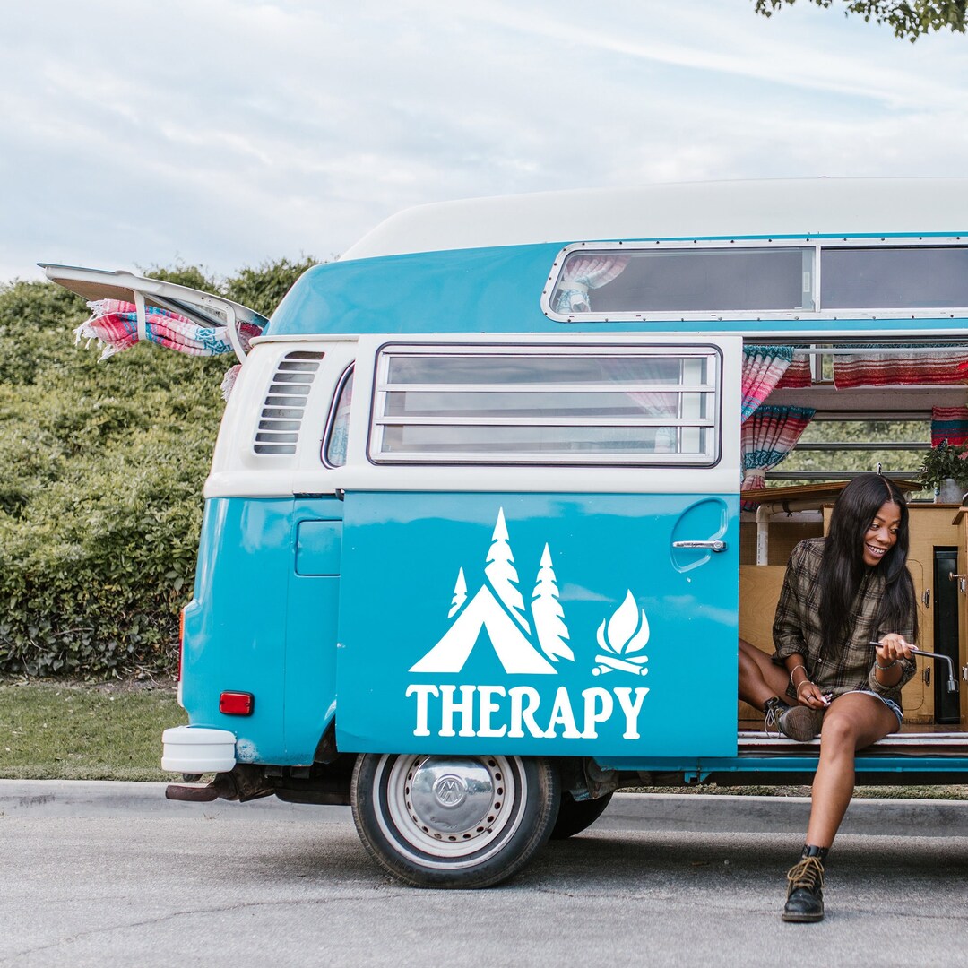 Camping Therapy Vinyl Sticker Camper Van Tent Fire Decal for RV ...