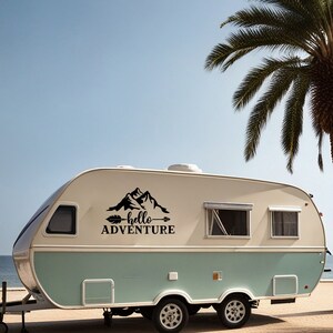 Hello Adventure Camper Decal for RV Van Travel Trailer Vinyl Sticker ...