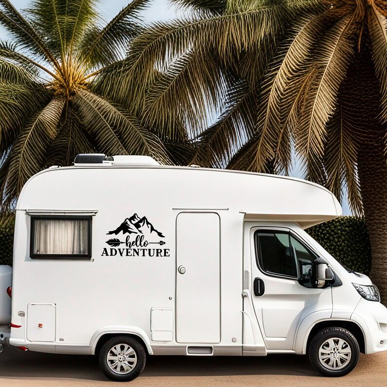 Hello Adventure Camper Decal for RV Van Travel Trailer Vinyl Sticker ...