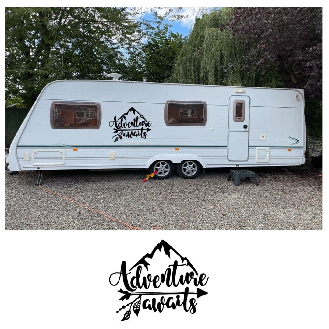 Adventure Awaits Mountain Arrow Vinyl Decal for Camper RV Car Window ...
