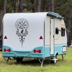 Viking Compass Vegvisir Decal for Camper RV Nordic Vinyl Sticker Norse Symbol Outdoor Travel Decor Retirement Gift Camper Decor