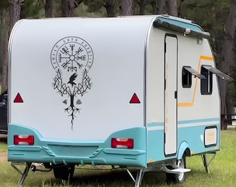 Viking Compass Vegvisir Decal for Camper RV Nordic Vinyl Sticker Norse Symbol Outdoor Travel Decor Retirement Gift Camper Decor