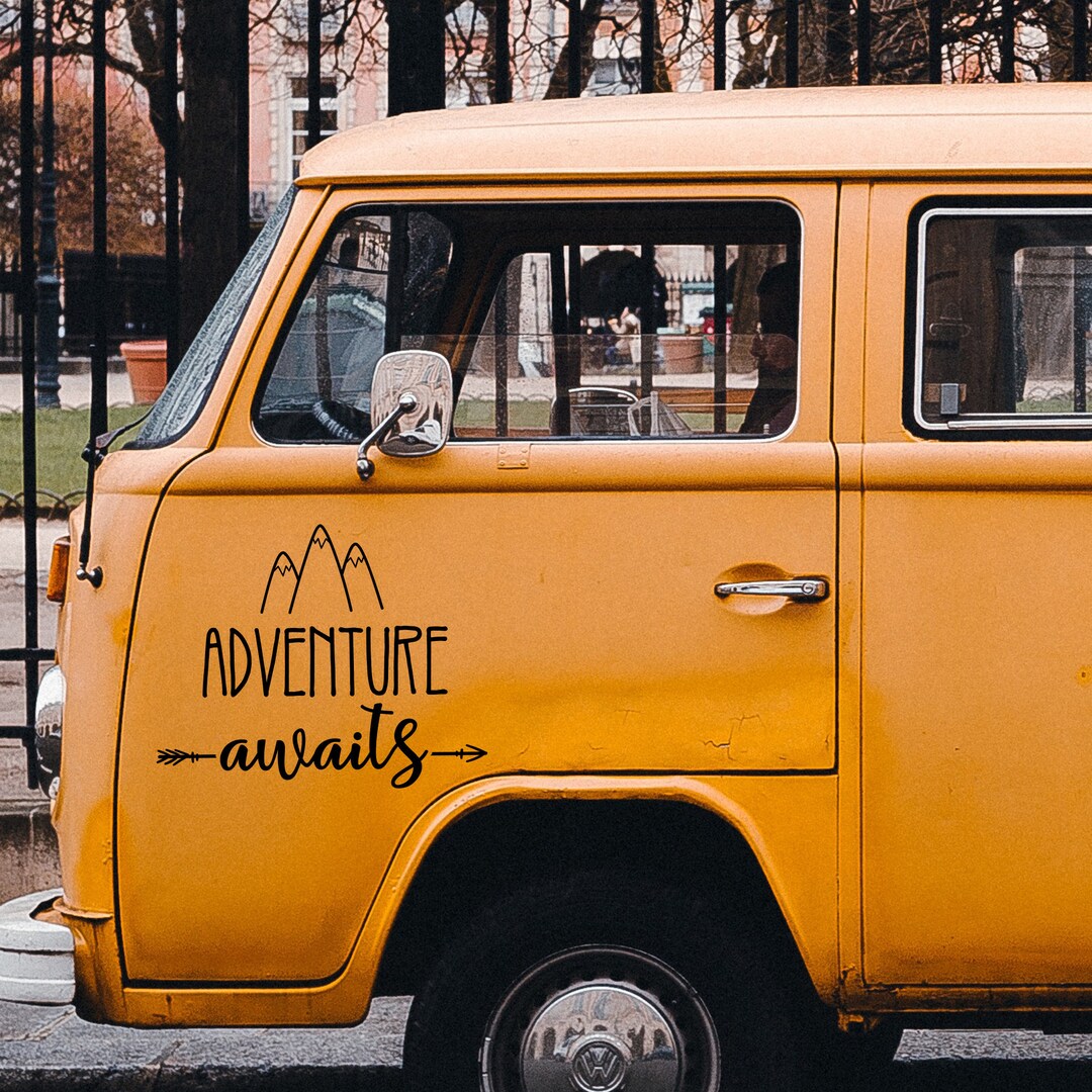 Adventure Awaits Vinyl Camper Decal With Mountains and Arrow Design for ...