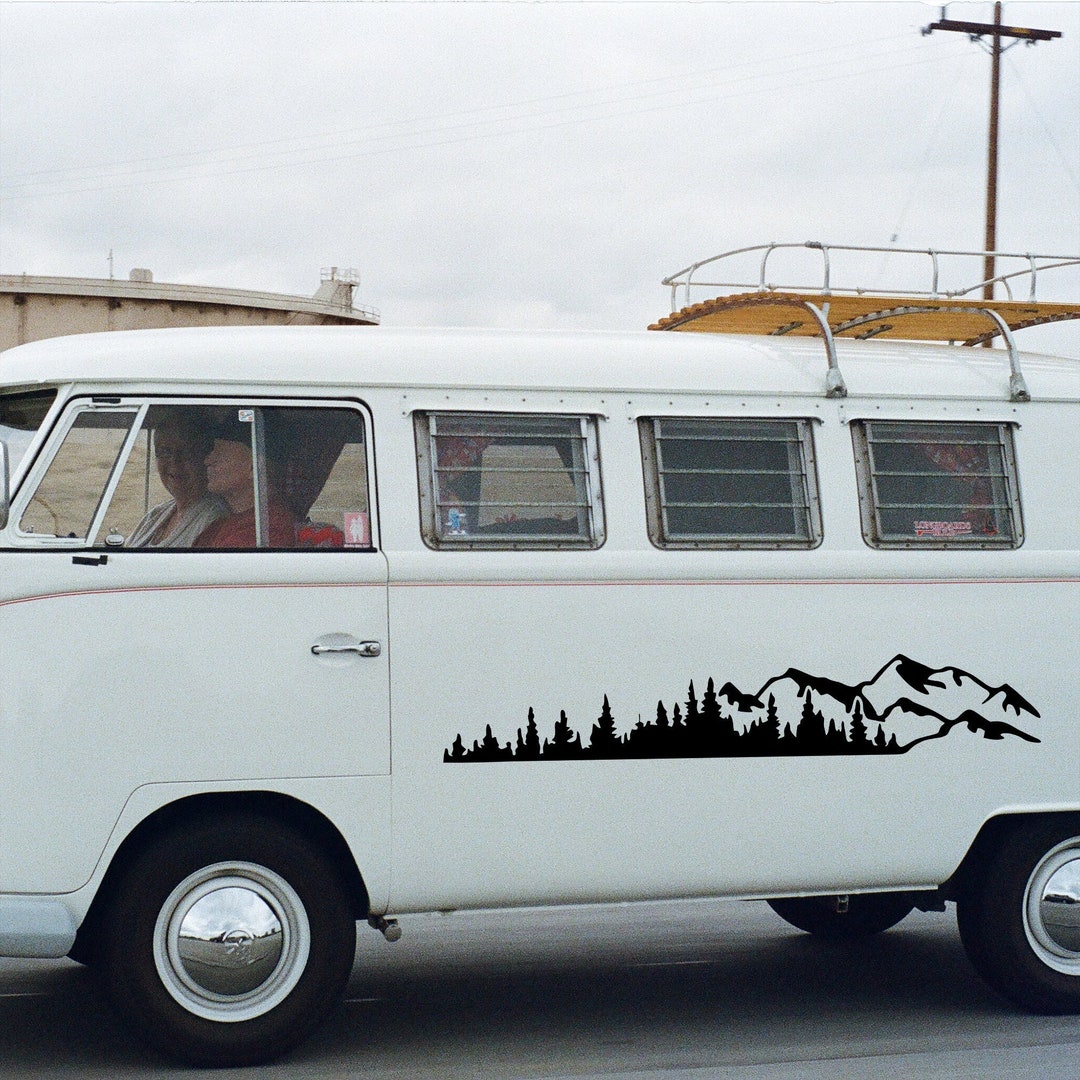 Mountain and Forest Caravan Sticker, Caravan Vinly Decal, Camping Decal ...