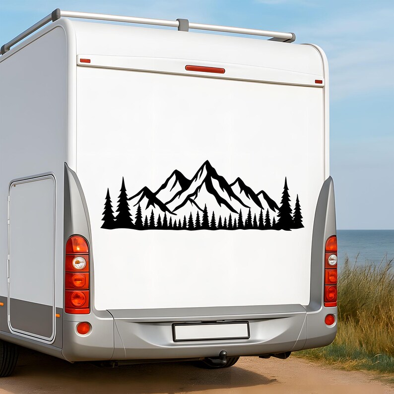 Adventure Mountain Forest Vinyl Decal for RV Camper Van Trailer Car ...