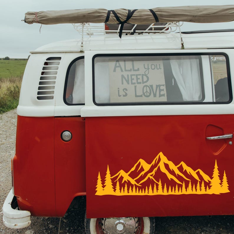 Adventure Mountain Forest Vinyl Decal for RV Camper Van Trailer Car ...