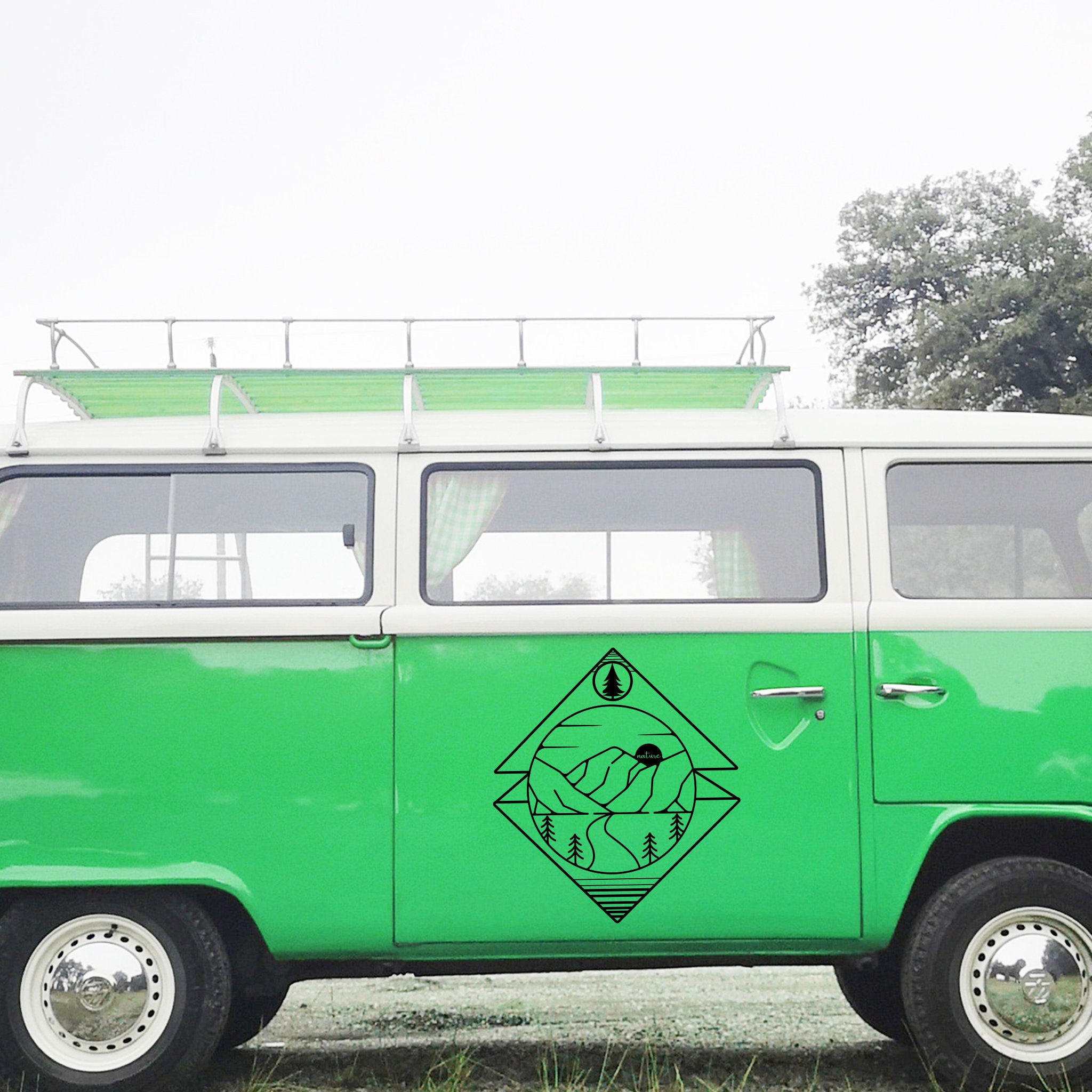 Geometric Mountain Camper Decal for RV Van Travel Trailer Vinyl Sticker ...